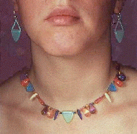 Image of girl wearing short Kaleidoscope necklace